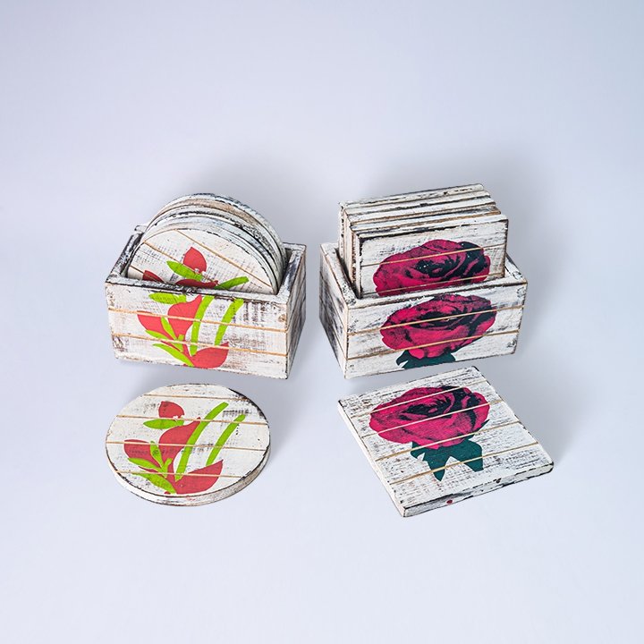 165 COSTER KAYU BUNGA + BOX BULAT KOTAK KODE 120 2