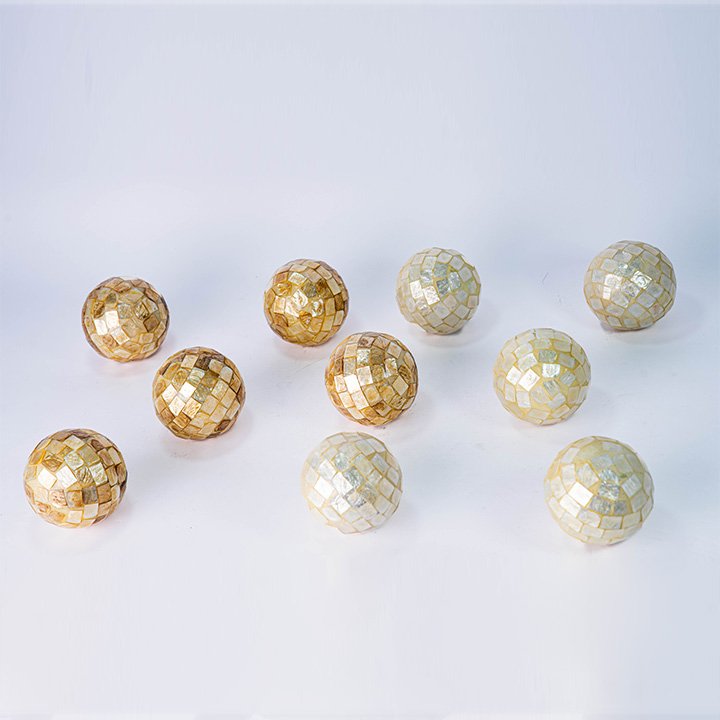 209 BOLA KERANG KAPIS SET 5 BULAT PUTIH DAN COKLAT KODE 180 8