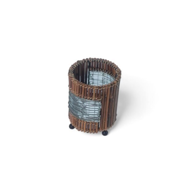 116 Tempat Lilin Bulat Rotan Kaca 12cm 90 4
