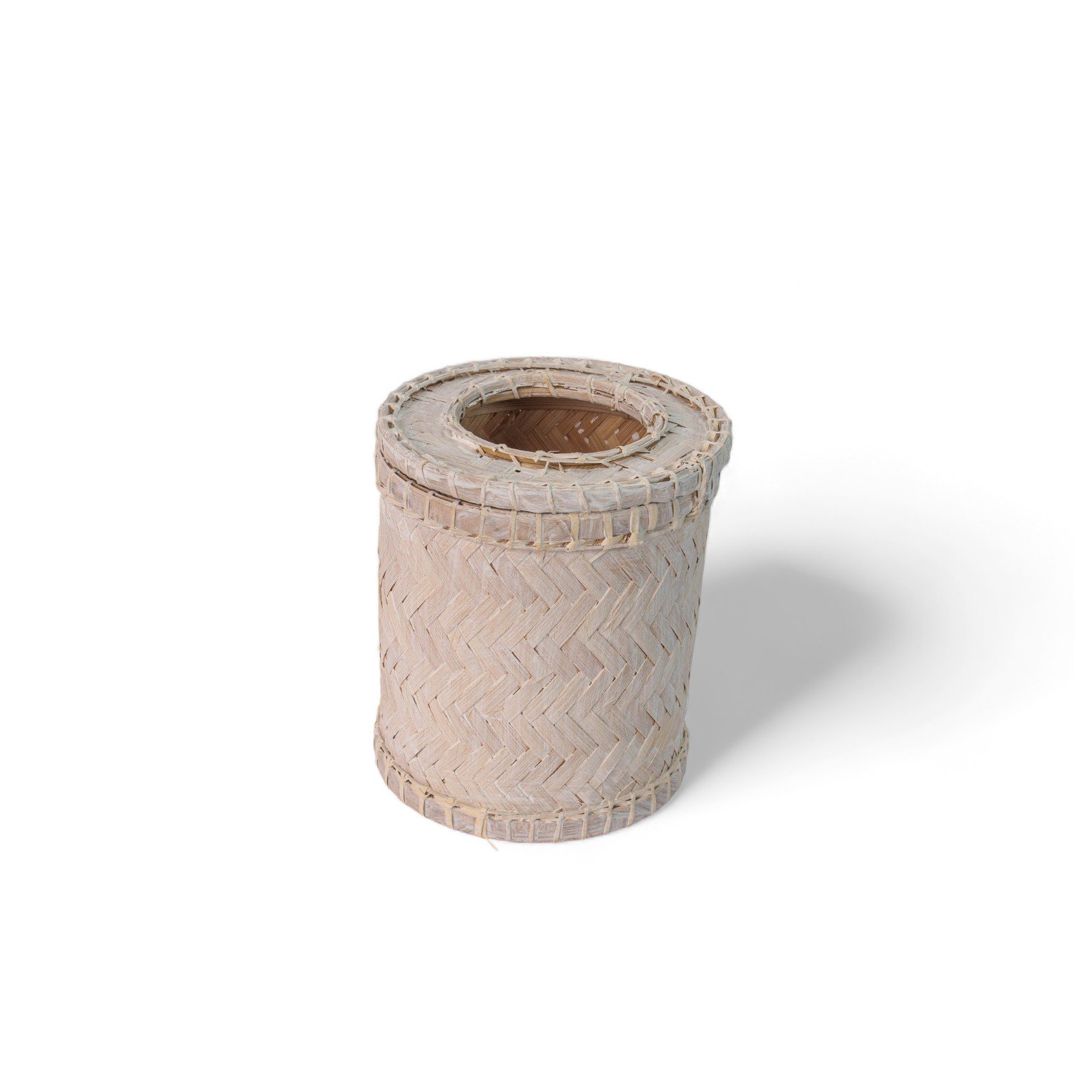 193 Tempat Tisu Bambu Polos Putih Bulat Tinggi D.13x16 150 9