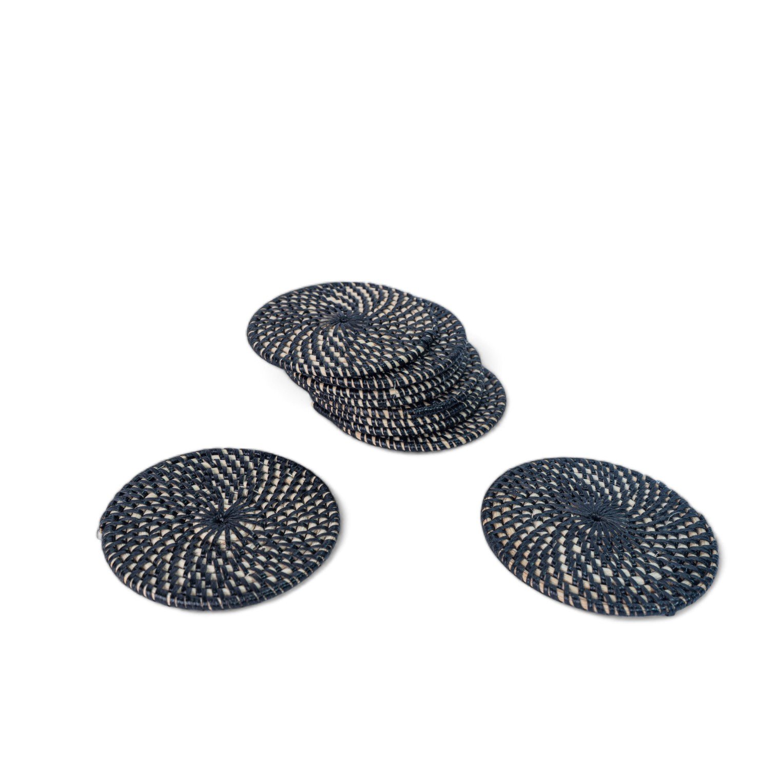 2 Koster Rotan Sintetis Bulat Hitam isi 10 10cm 210 9