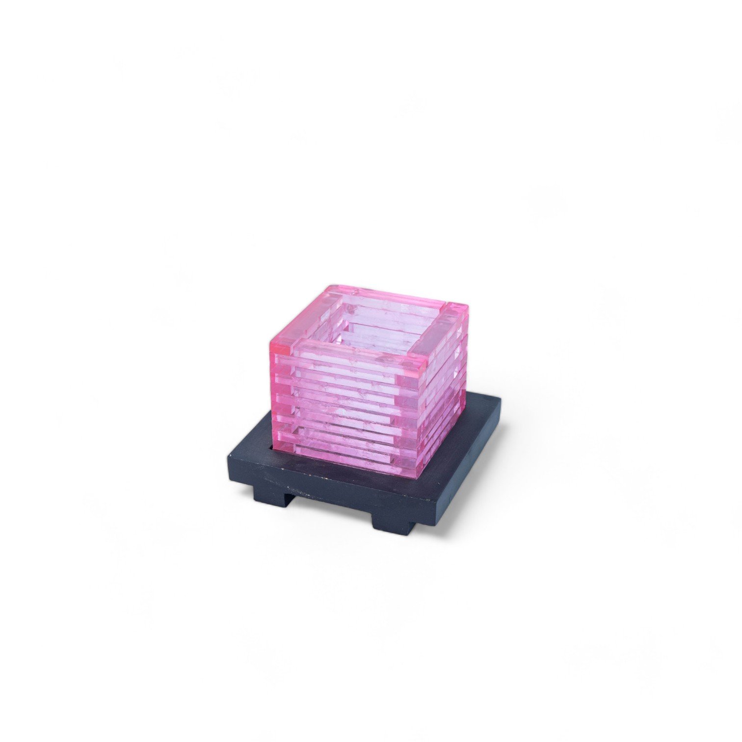 36 Tempat Lilin Kaca Kotak + Stand Warna Mix 7x7x7 90 4