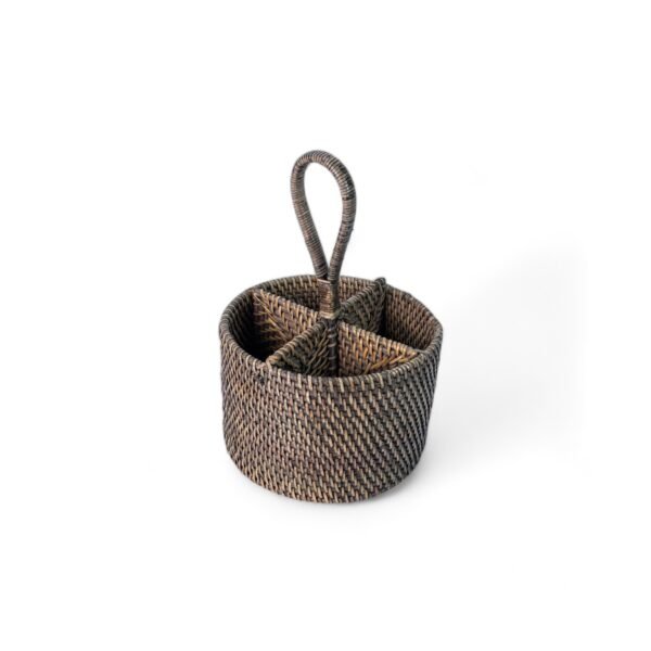 391 Tempat Botol Rotan Gantung isi 4 Hitam Antik Bulat 18x12 360 15