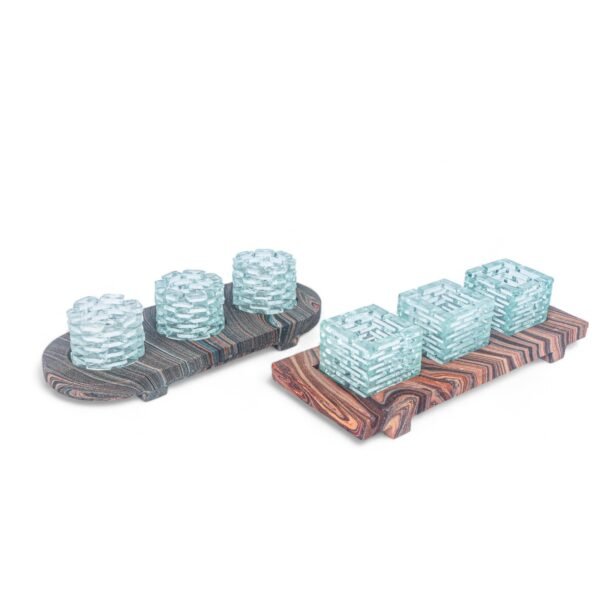 59 Tempat Lilin Kaca + Stang Pasir Abstrak isi 3 -Bulat, Kotak 150 3