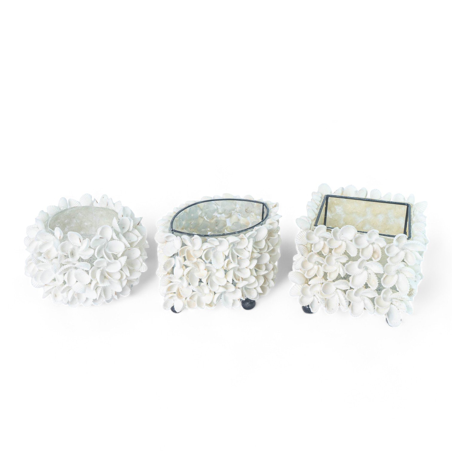 65 Tempat Lilin Kerang Melati Putih 9cm - Kotak, Oval, Bulat 180 10