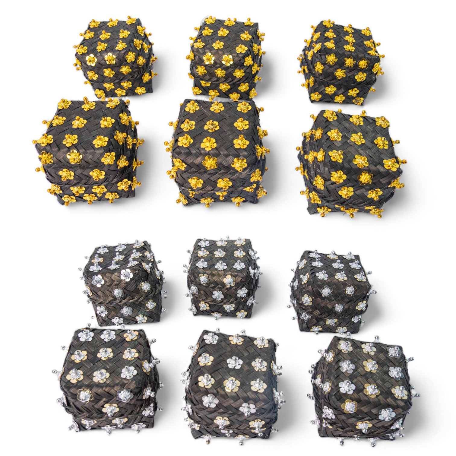 7 Keben Bintang Cakra Kotak isi 6 7x7cm, Silver-Emas